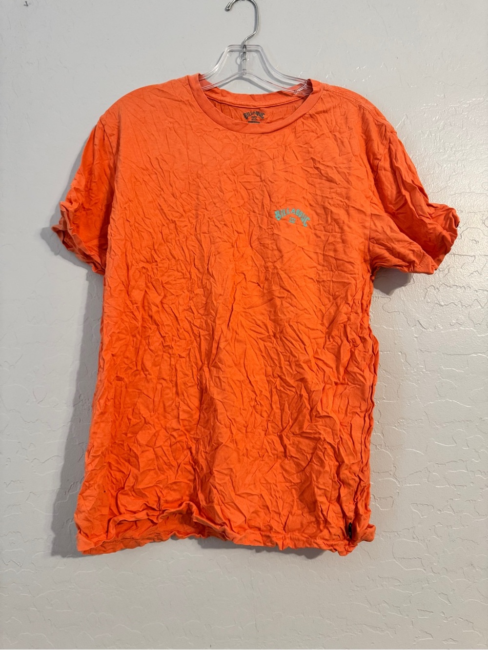 👕Billabong Wave Washed Orange Graphic Logo Neck Short Sleeve T-Shirt Men's M